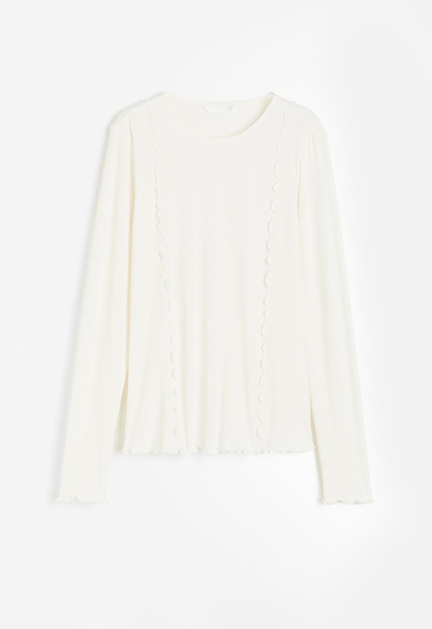 H&M - Overlock-detail jersey top - white