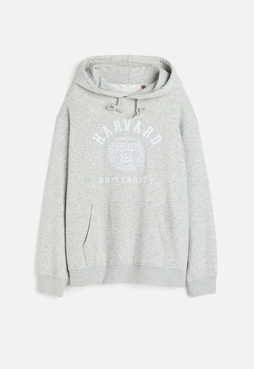 H&M - Motif-front hoodie - grey