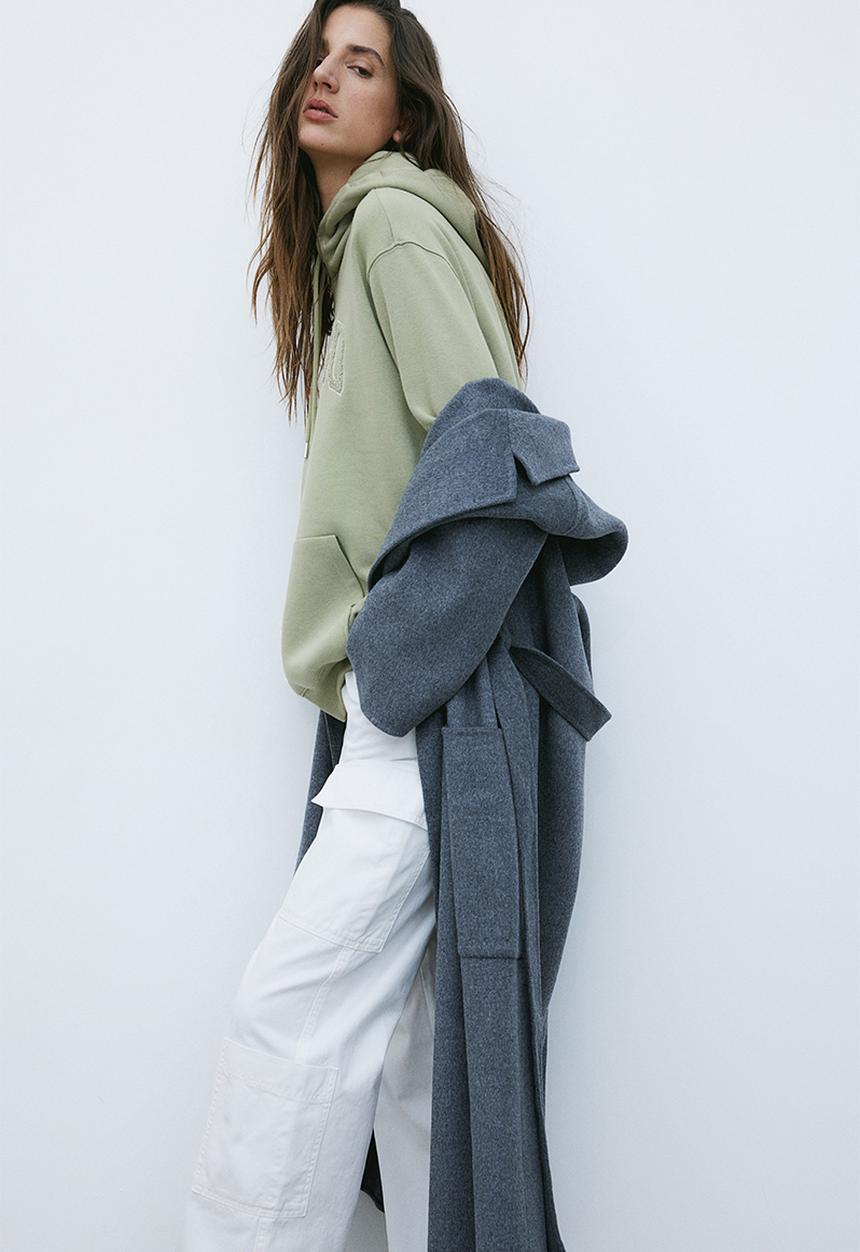 H&M - Text-motif hoodie - green