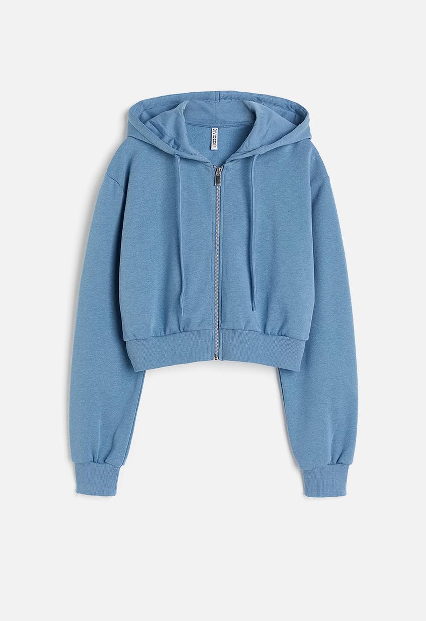H&M - Cropped zip-through hoodie - blue