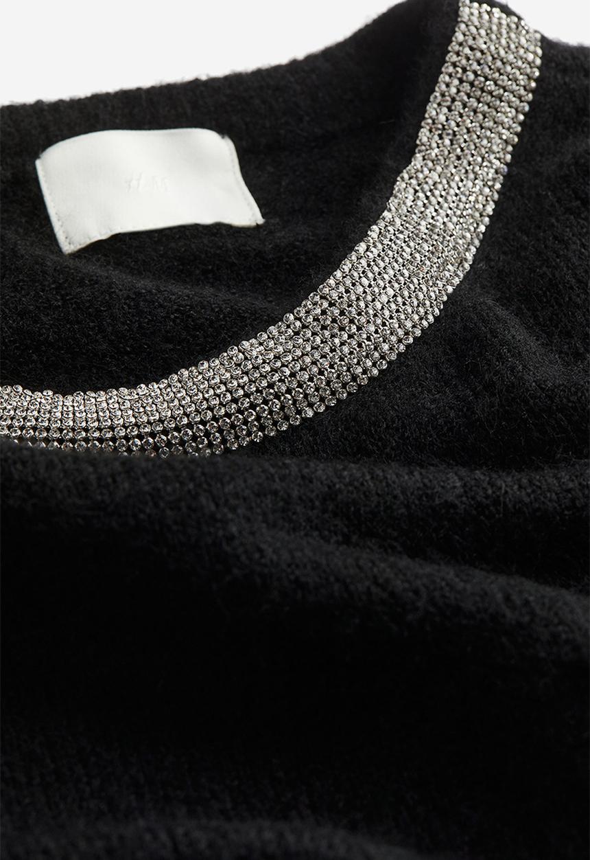 H&M - Rhinestone-embellished dress - black
