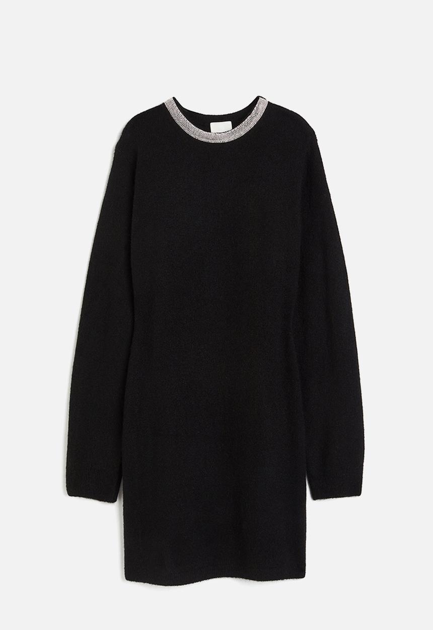 H&M - Rhinestone-embellished dress - black
