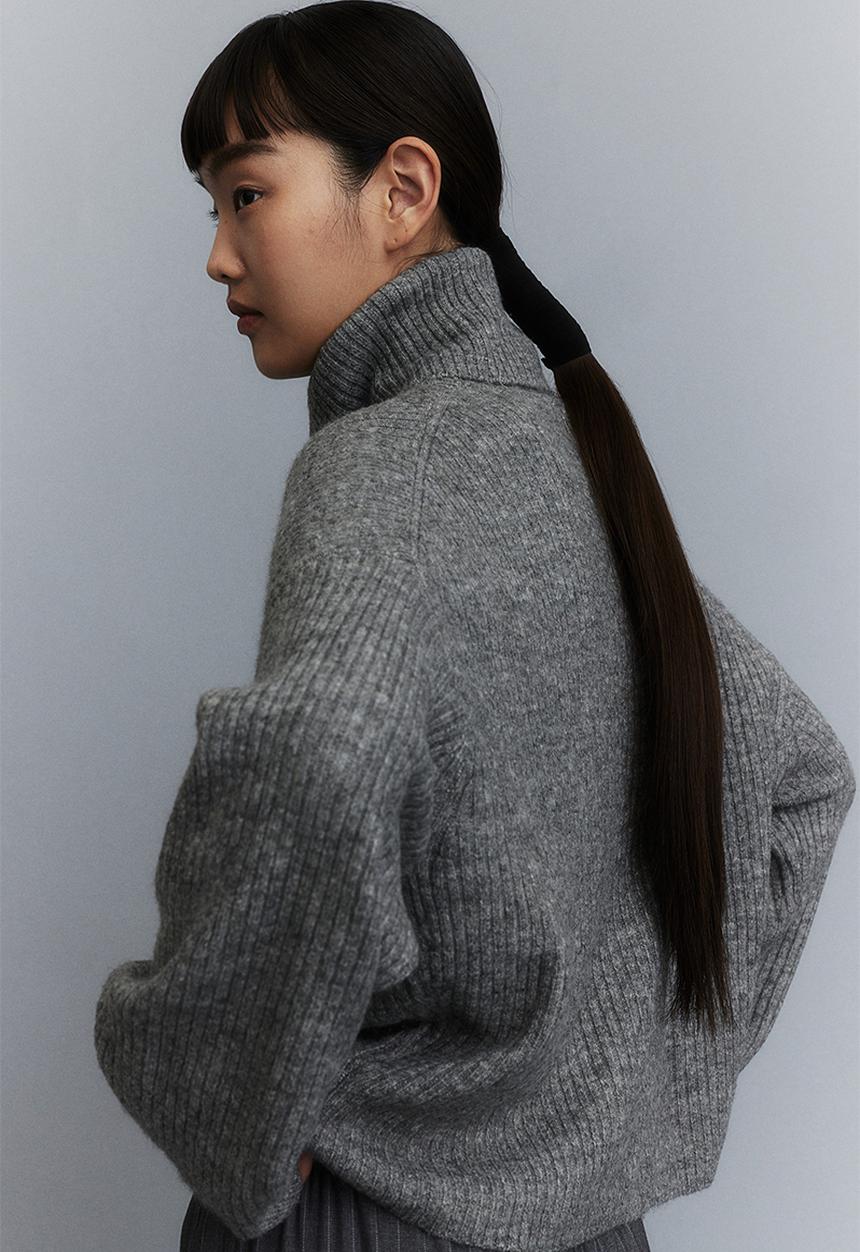 H&M - Oversized polo-neck jumper - grey