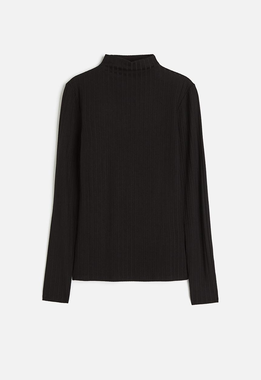 H&M - Ribbed turtleneck top - black