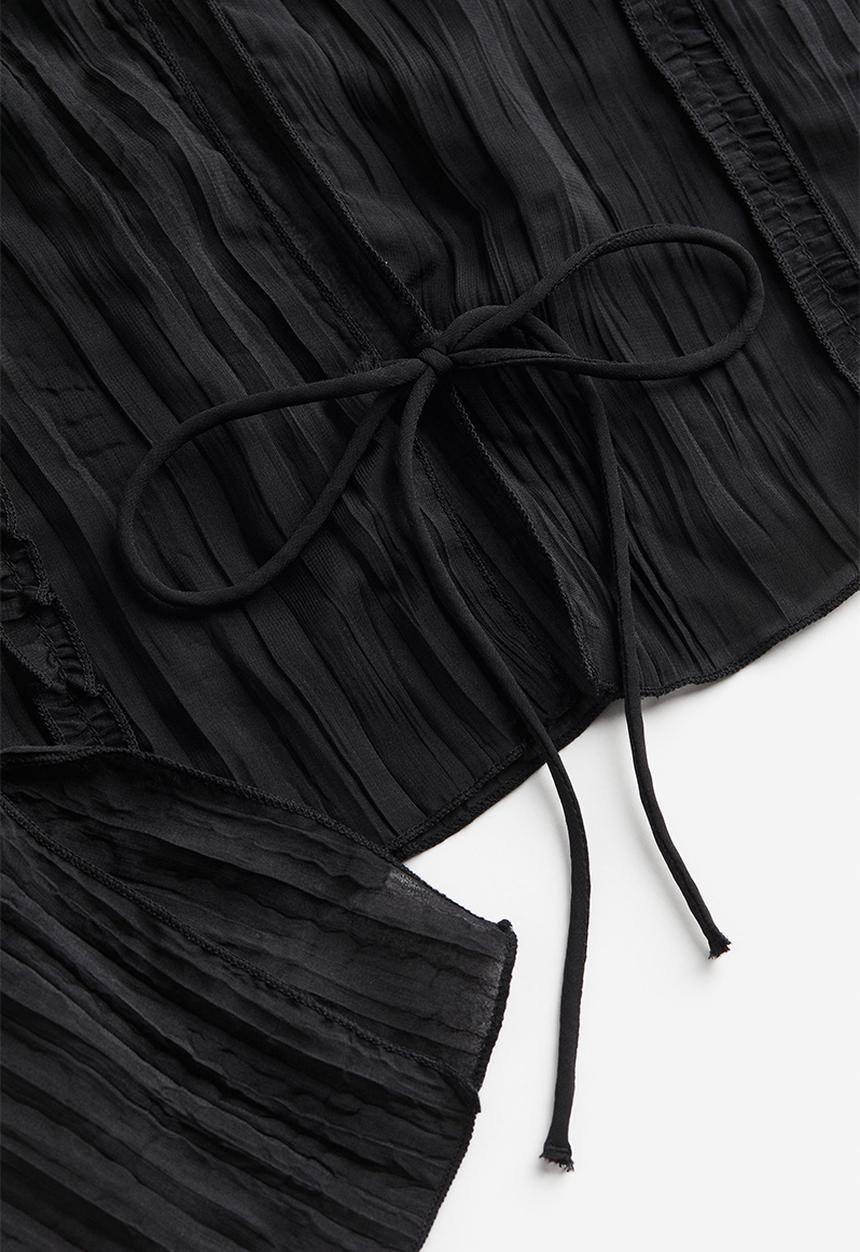 H&M - Sheer tie-front top - black