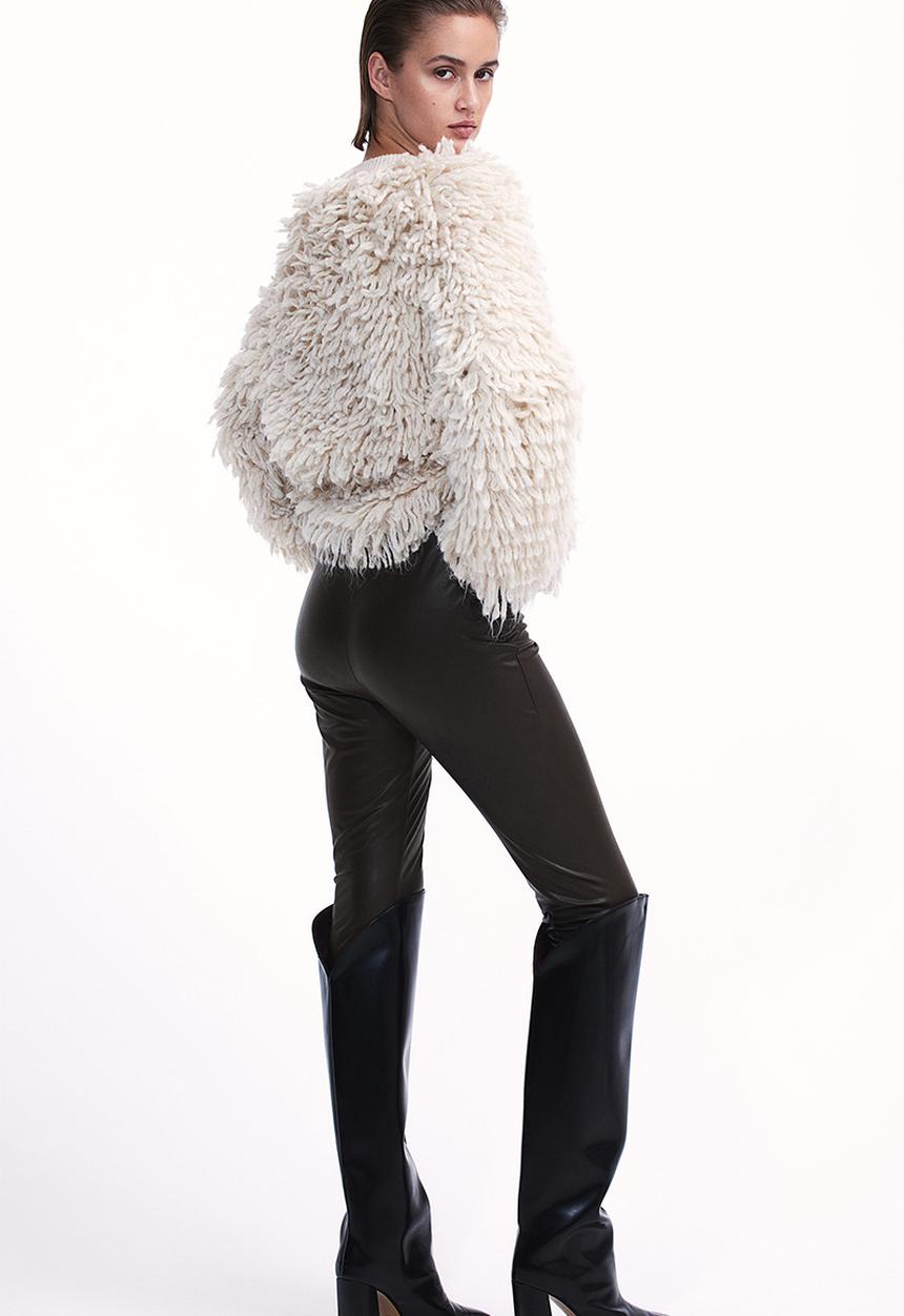 H&M - Coated crease-front leggings - brown