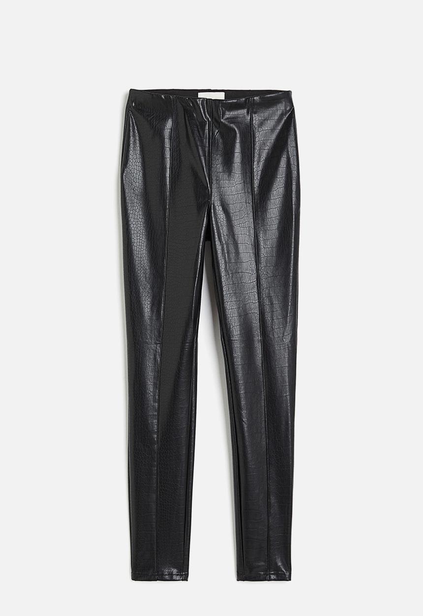 H&M - Coated crease-front leggings - black