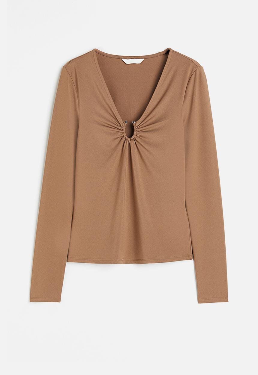 H&M - Buckle-detail top - light brown
