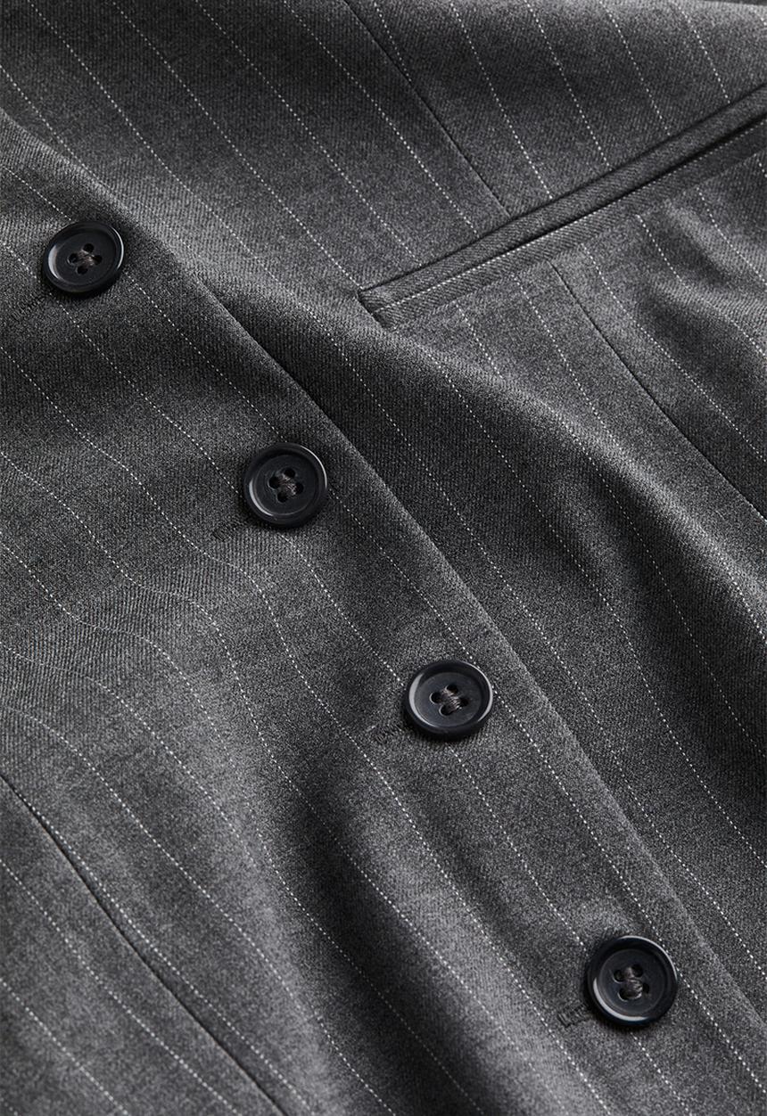 H&M - Button-front dress - dark grey/pinstriped