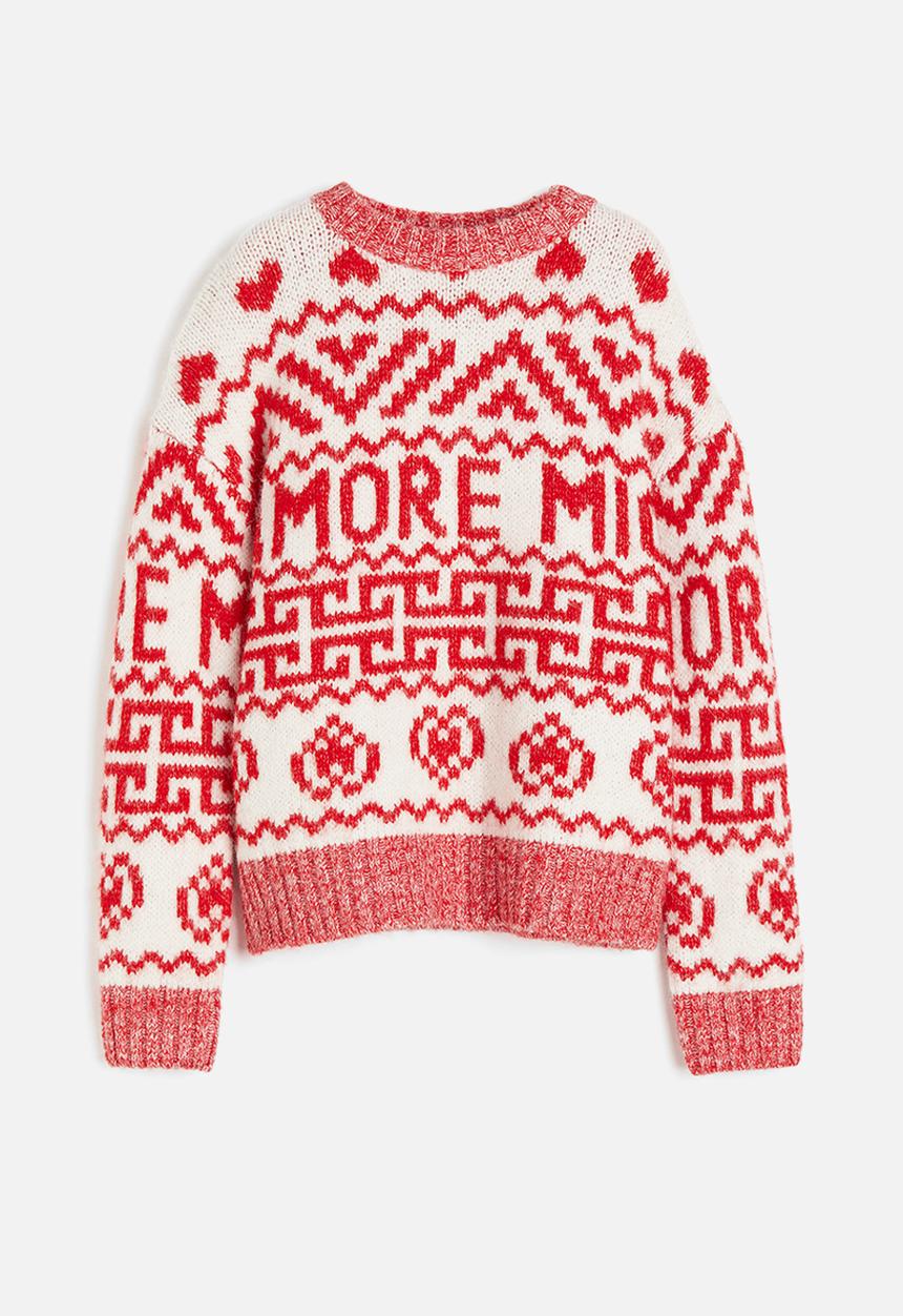 H&M - Jacquard-knit jumper - red/amore mio