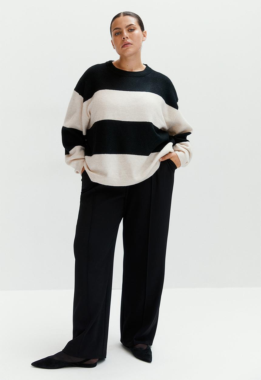 H&M - Knitted jumper - light beige & black striped