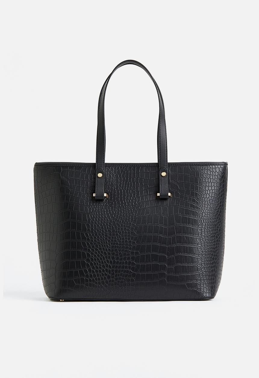 H&M - Shopper -  black & crocodile-patterned