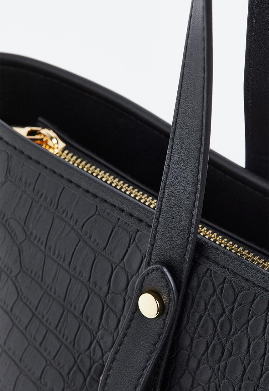H&M - Shopper -  black & crocodile-patterned