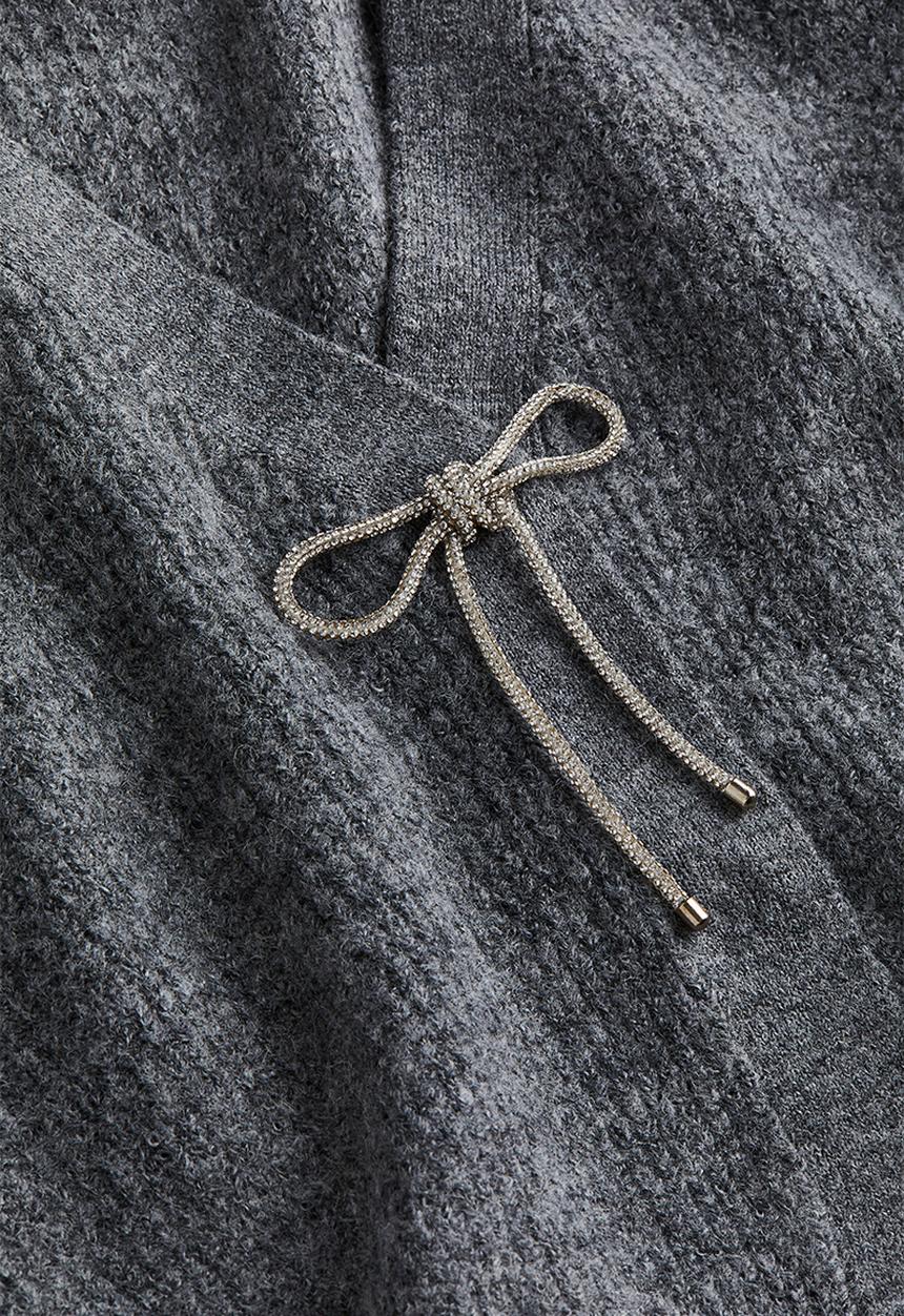 H&M - Rhinestone-bow cardigan - dark grey marl