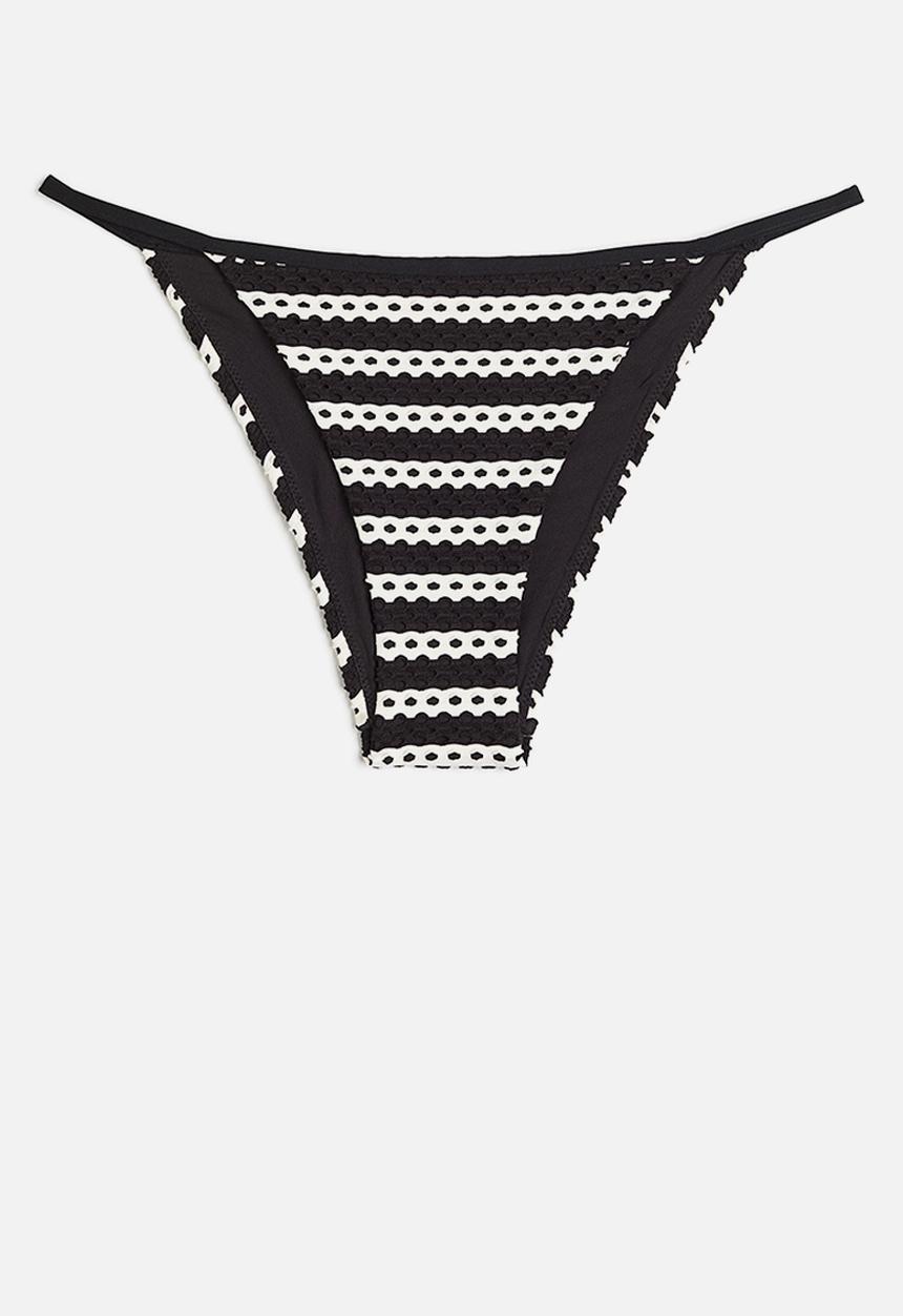 H&M - Tanga bikini bottoms - Black White striped