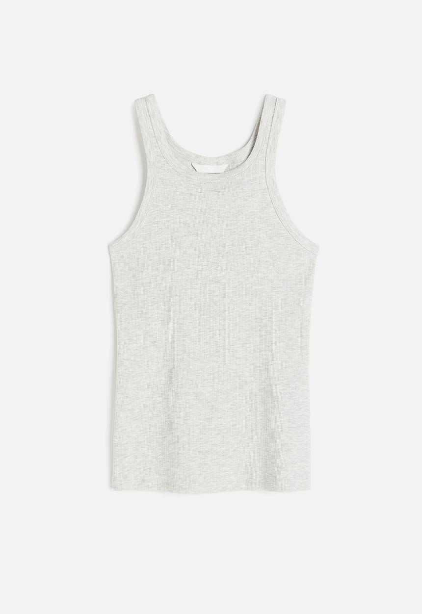 H&M - Ribbed vest top - light grey marl