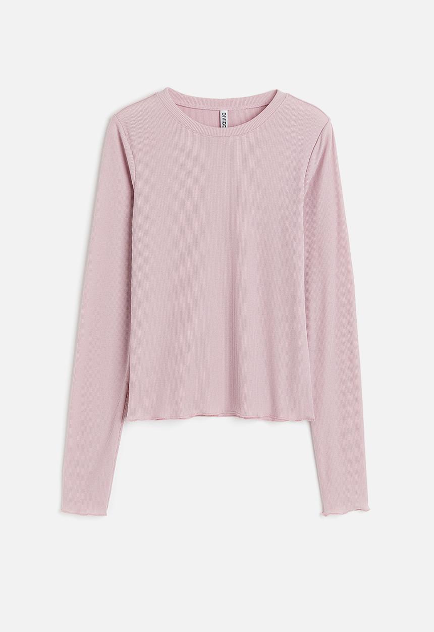 H&M - Sheer ribbed top - pink