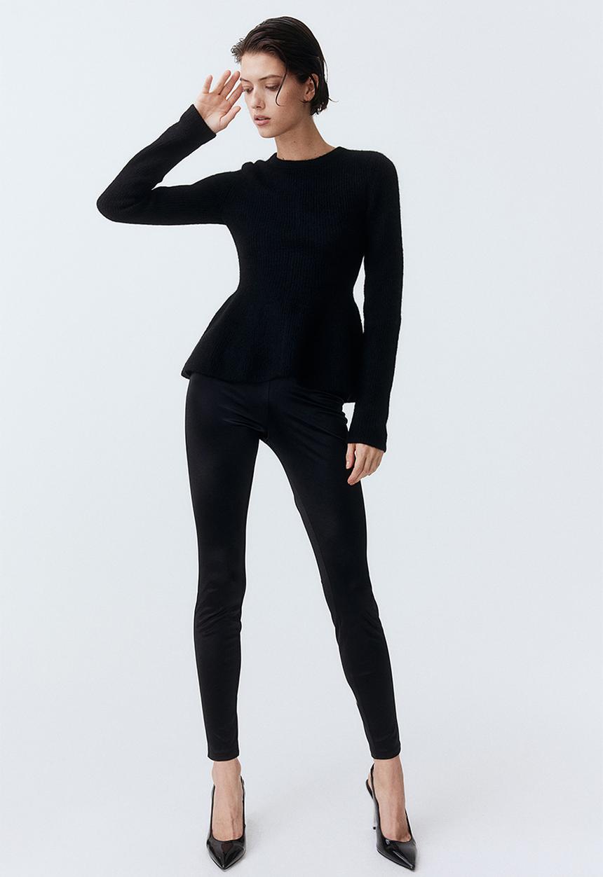 H&M - Rib-knit peplum jumper - black