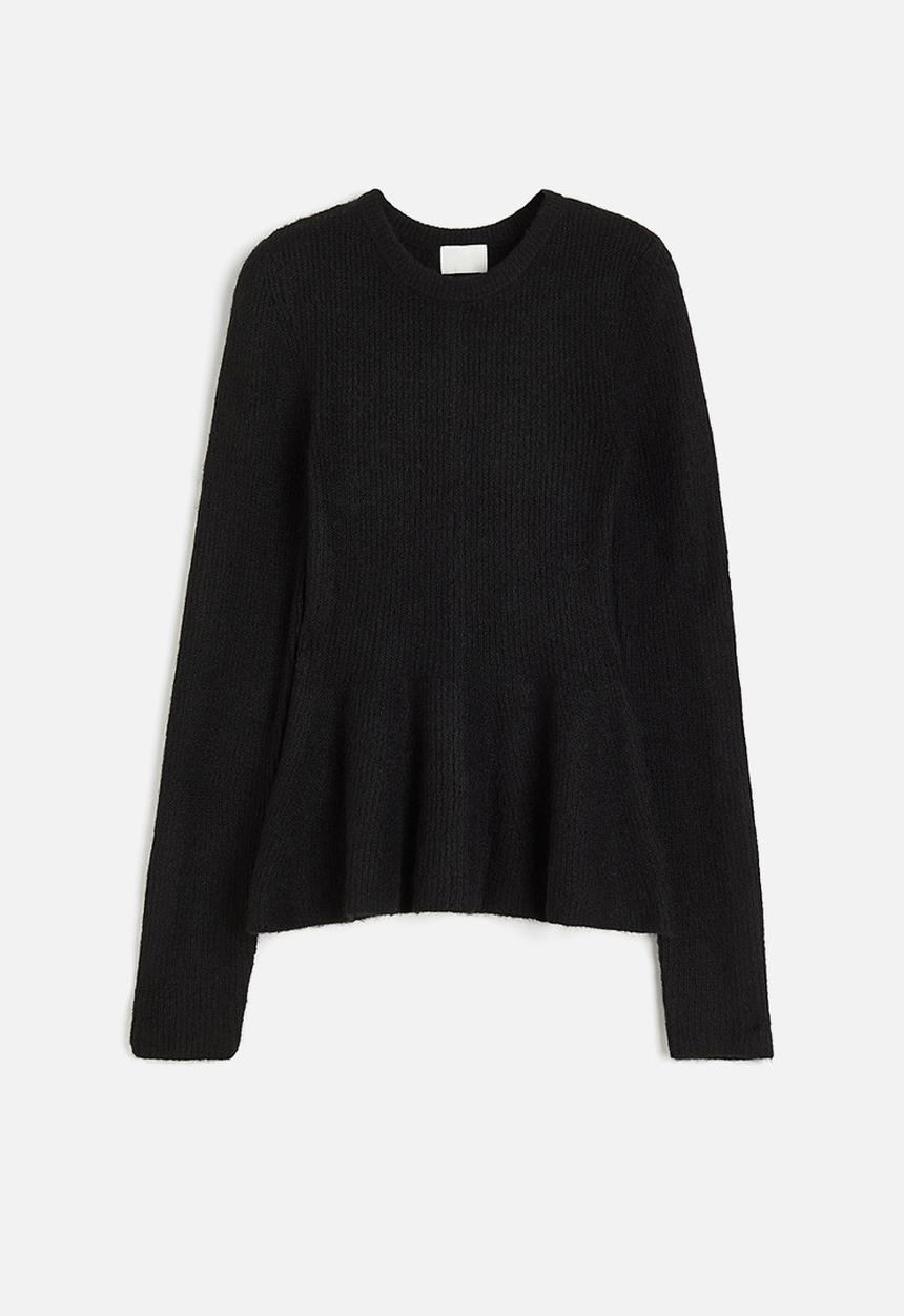 H&M - Rib-knit peplum jumper - black
