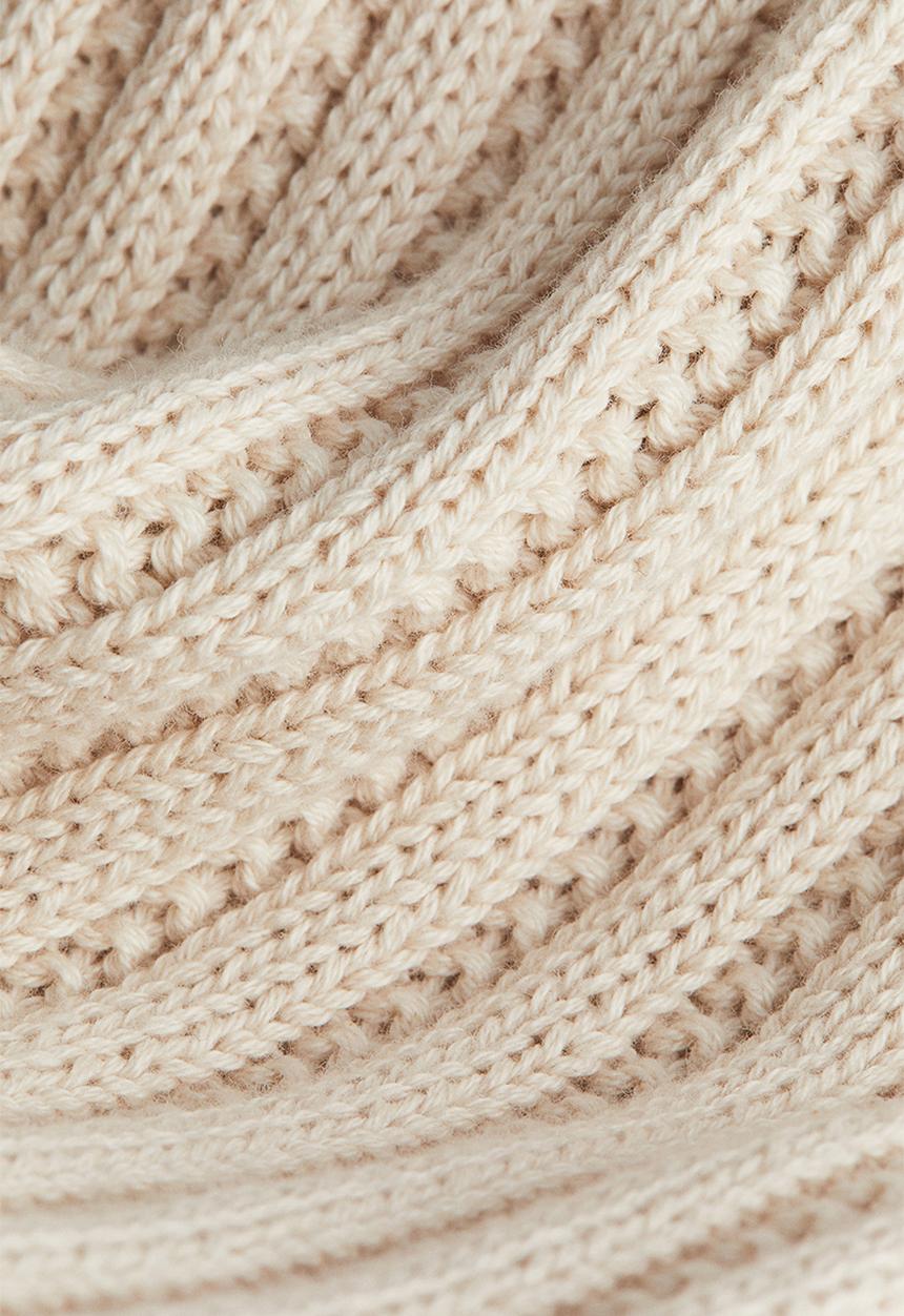 H&M - Rib-knit cotton skirt - light beige