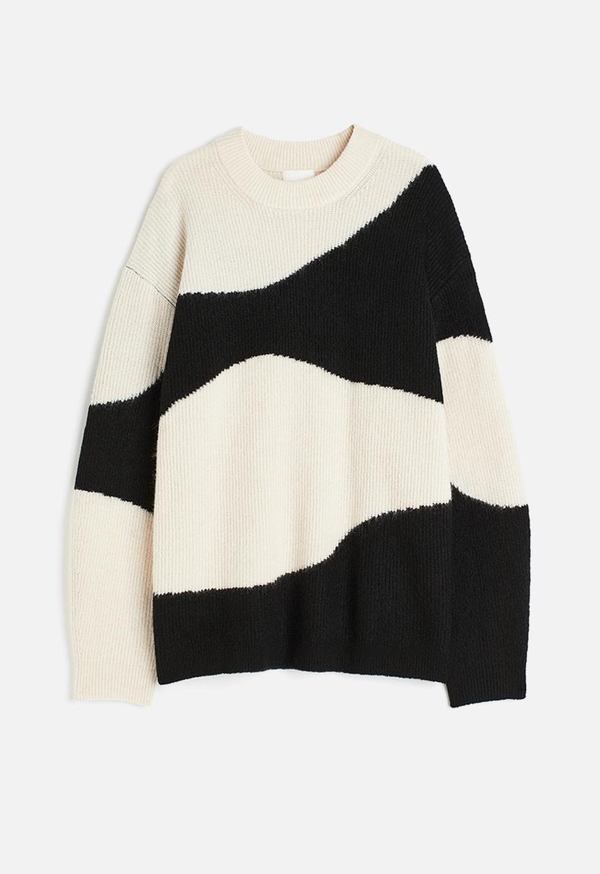 H&M - Jacquard-knit jumper - light beige & black