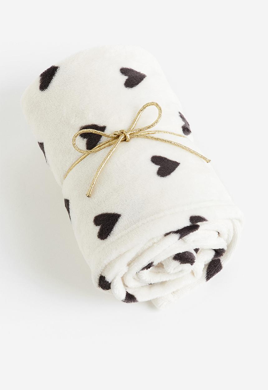 H&M - Patterned fleece blanket - white