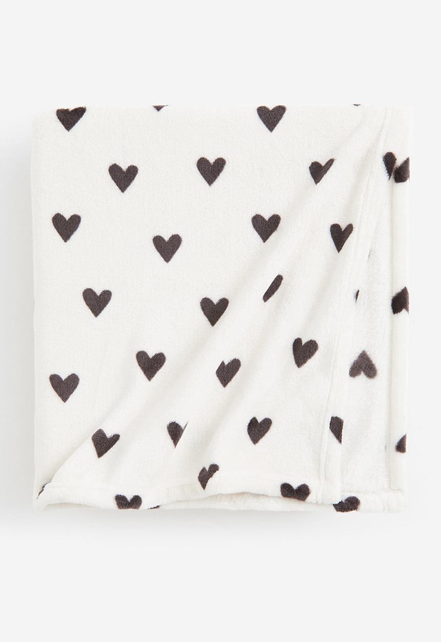 H&M - Patterned fleece blanket - white