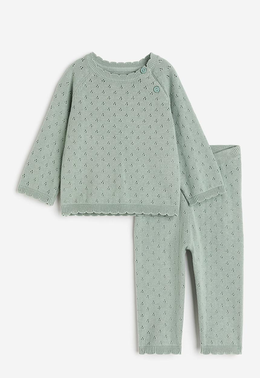 H&M - 2-Piece pointelle-knit set - dusty green