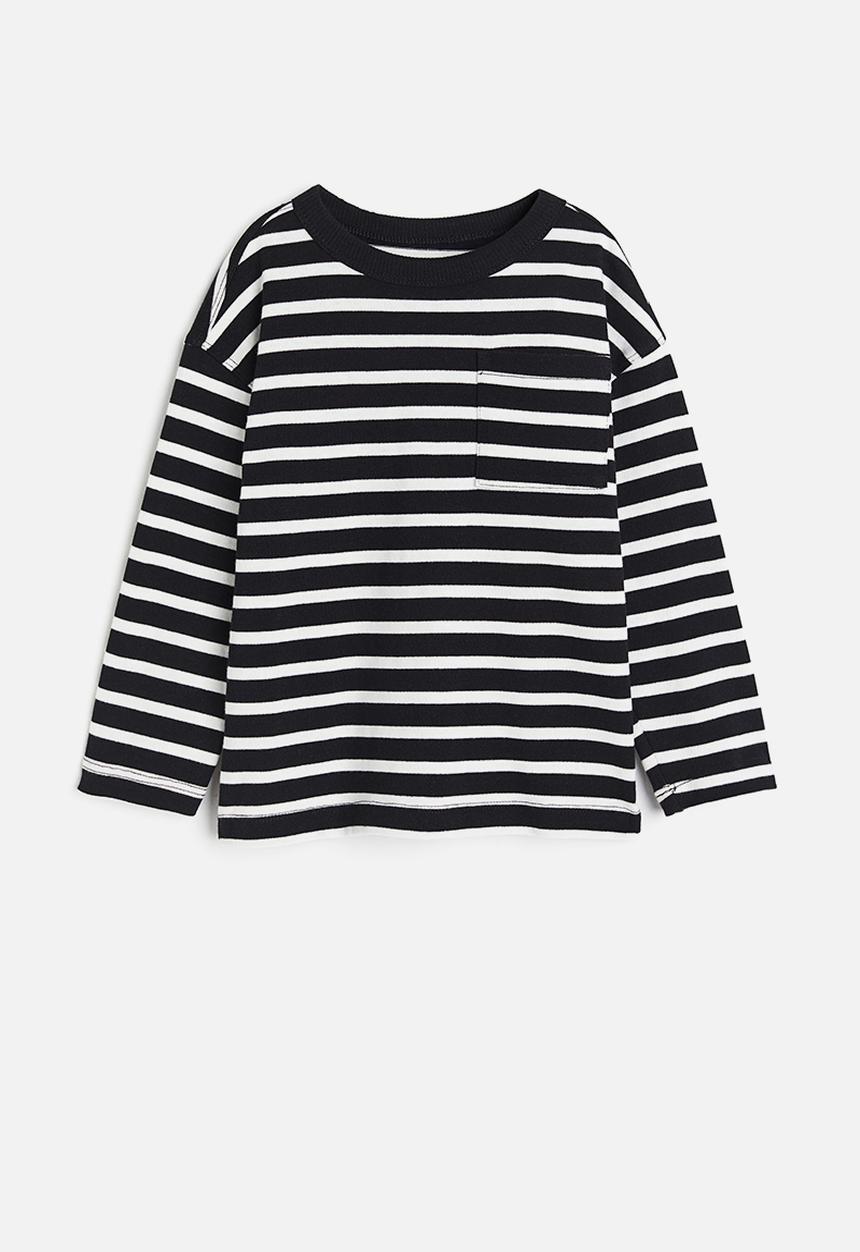 H&M - Long-sleeved t-shirt - black & white 