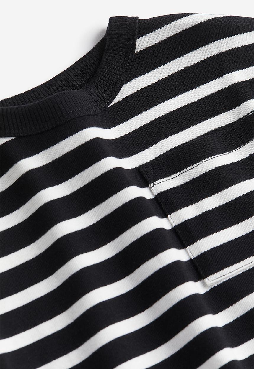 H&M - Long-sleeved t-shirt - black & white 