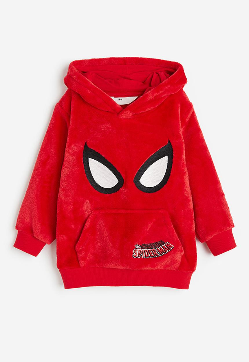 H&M - Printed pile hoodie - red