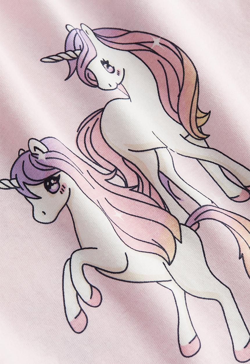 H&M - Printed jersey top - light pink unicorns