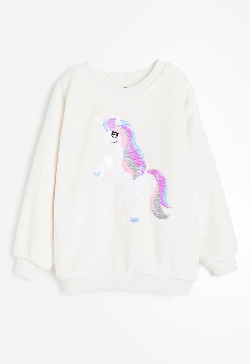 H&M - Reversible sequin-motif sweatshirt - white unicorn