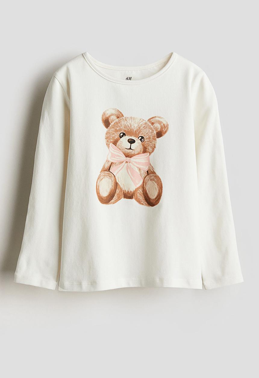 H&M - Long-sleeved jersey top - white,multi