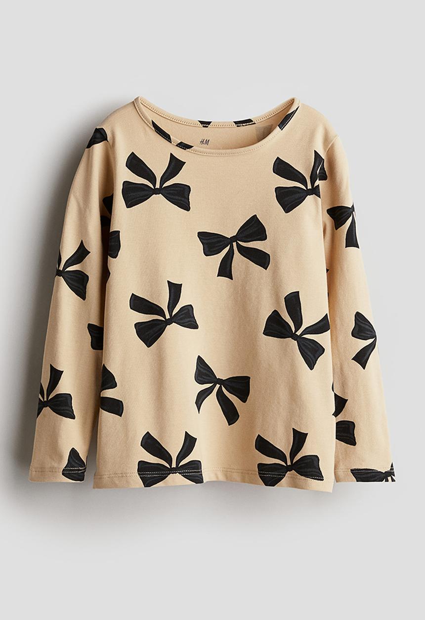 H&M - Long-sleeved jersey top - beige,multi