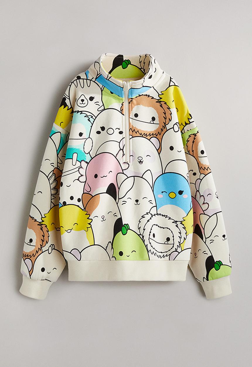 H&M - Patterned zip-top sweatshirt - cream squishmallows