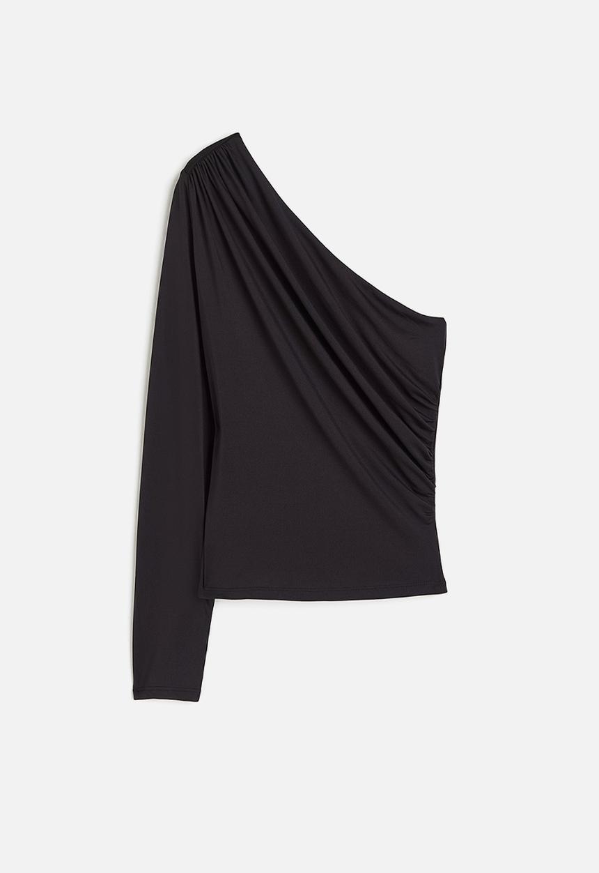 H&M - One-shoulder top - black