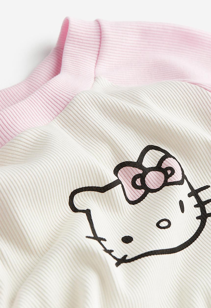 H&M - Ribbed jersey top - light pink hello kitty