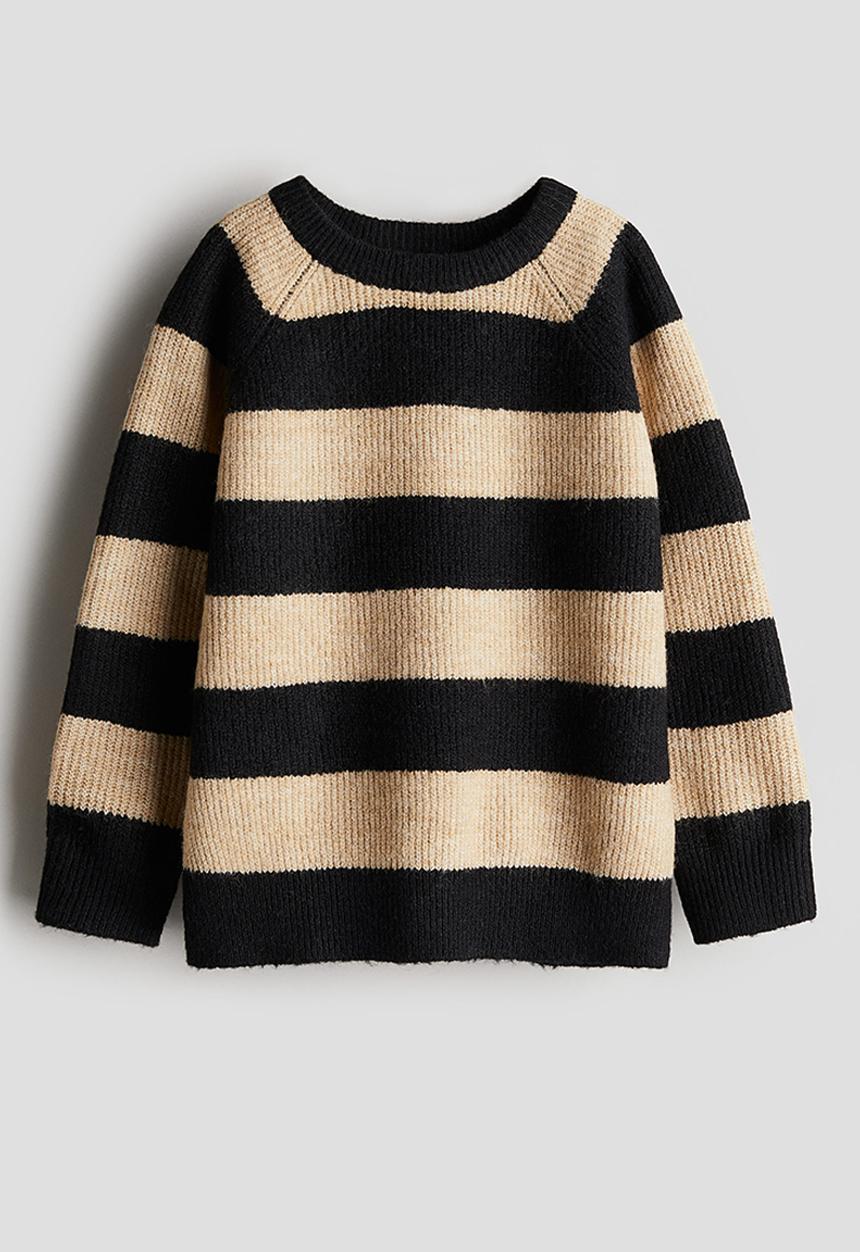 H&M - Round-neck jumper - black & beige