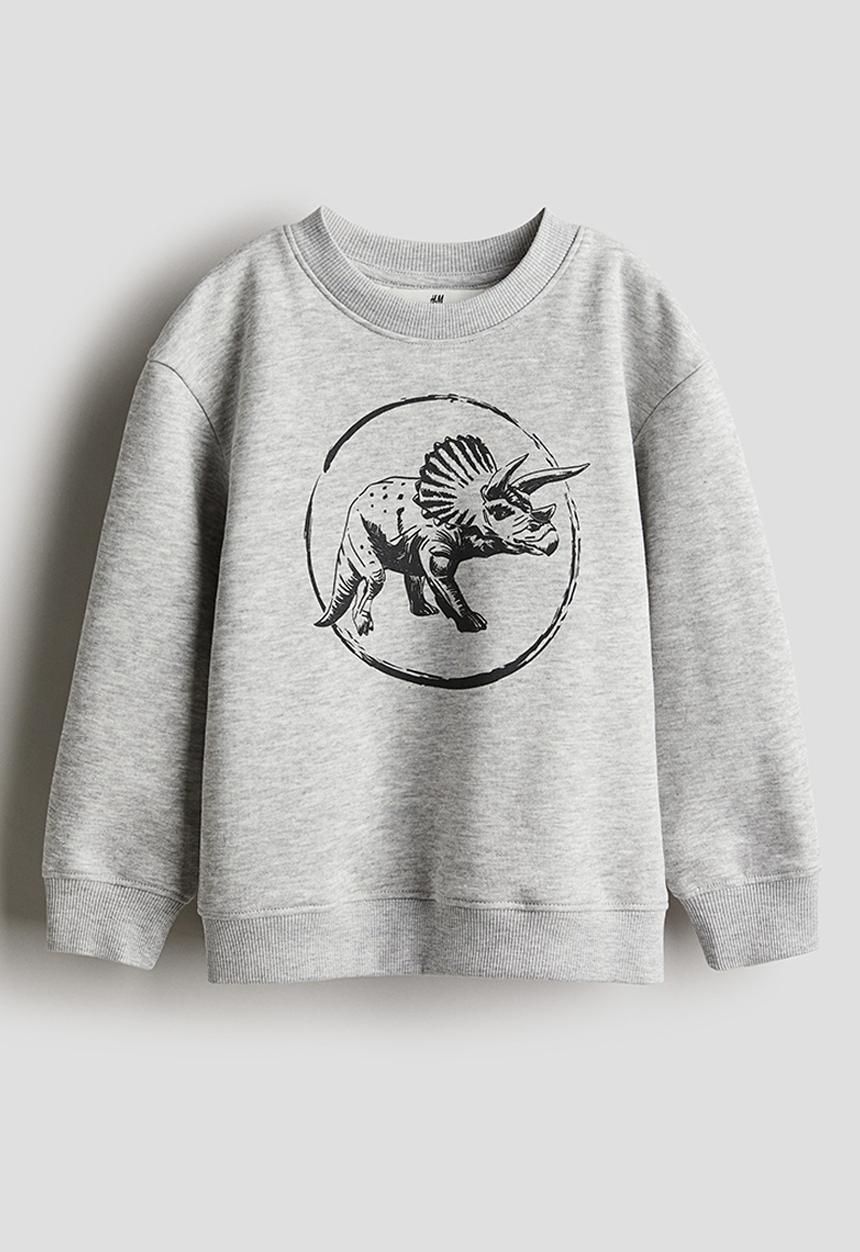 H&M - Crew-neck sweatshirt - light grey marl triceratops