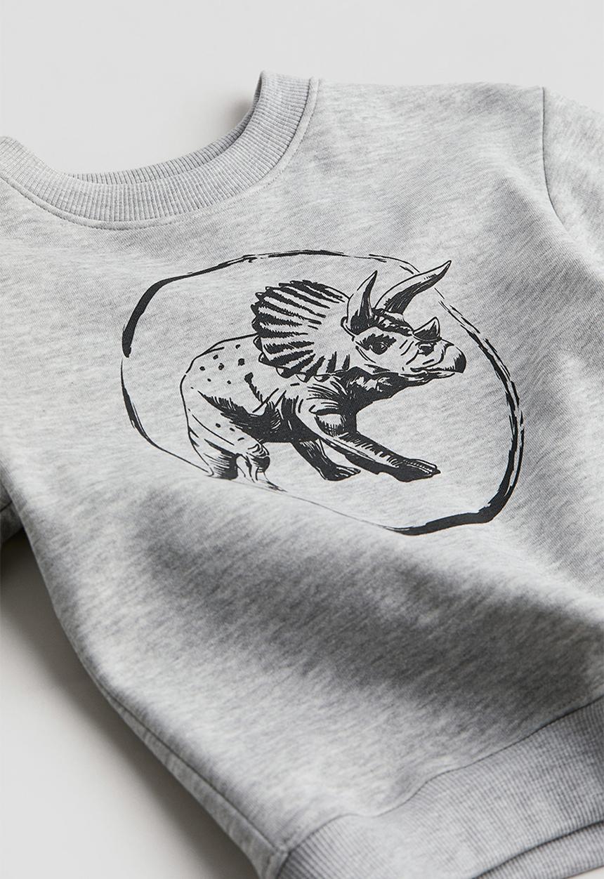 H&M - Crew-neck sweatshirt - light grey marl triceratops