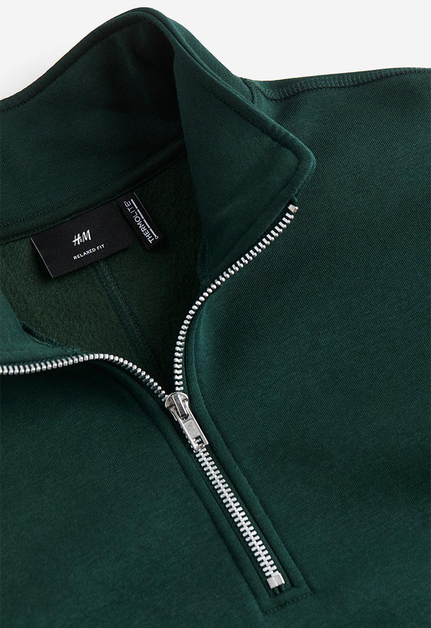 H&M - Thermolite® loose fit zip-top sweatshirt - green