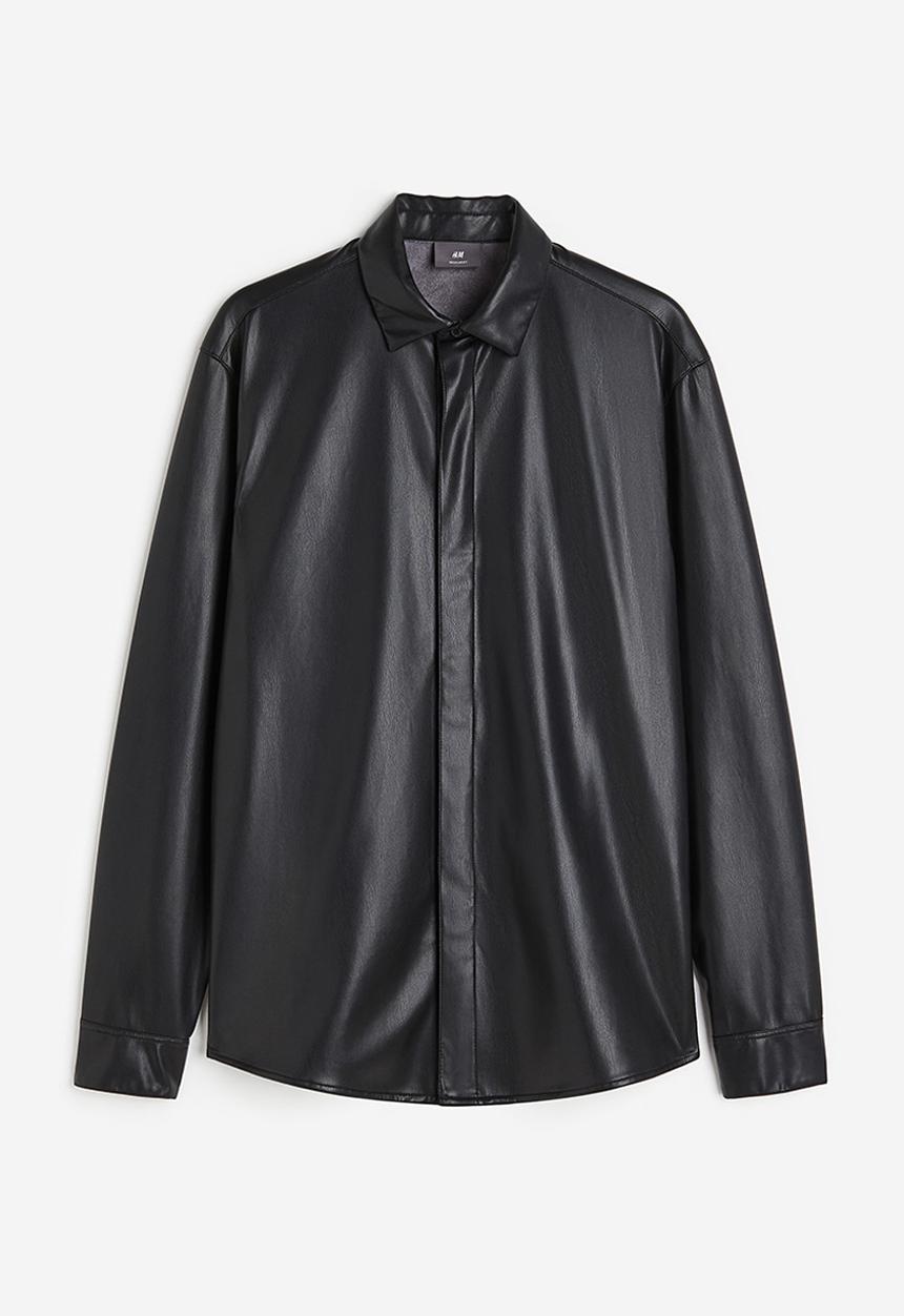 H&M - Regular fit coated shirt - black