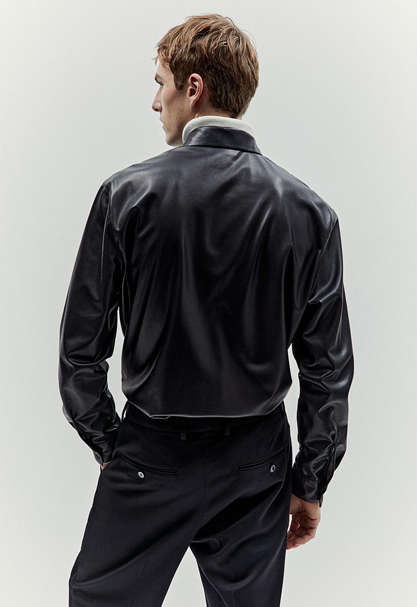 H&M - Regular fit coated shirt - black