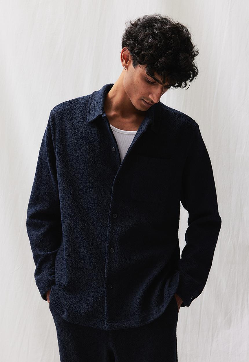 H&M - Regular fit bouclé jersey shirt - blue