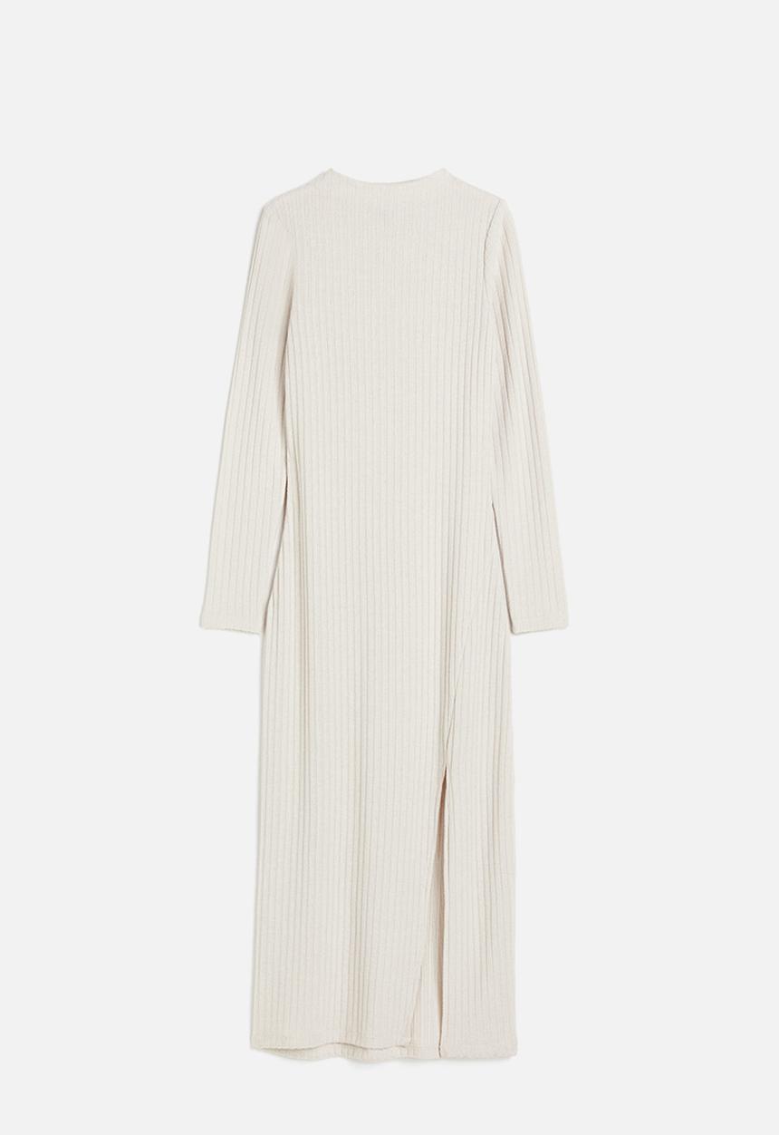 H&M - Ribbed bodycon dress - light greige