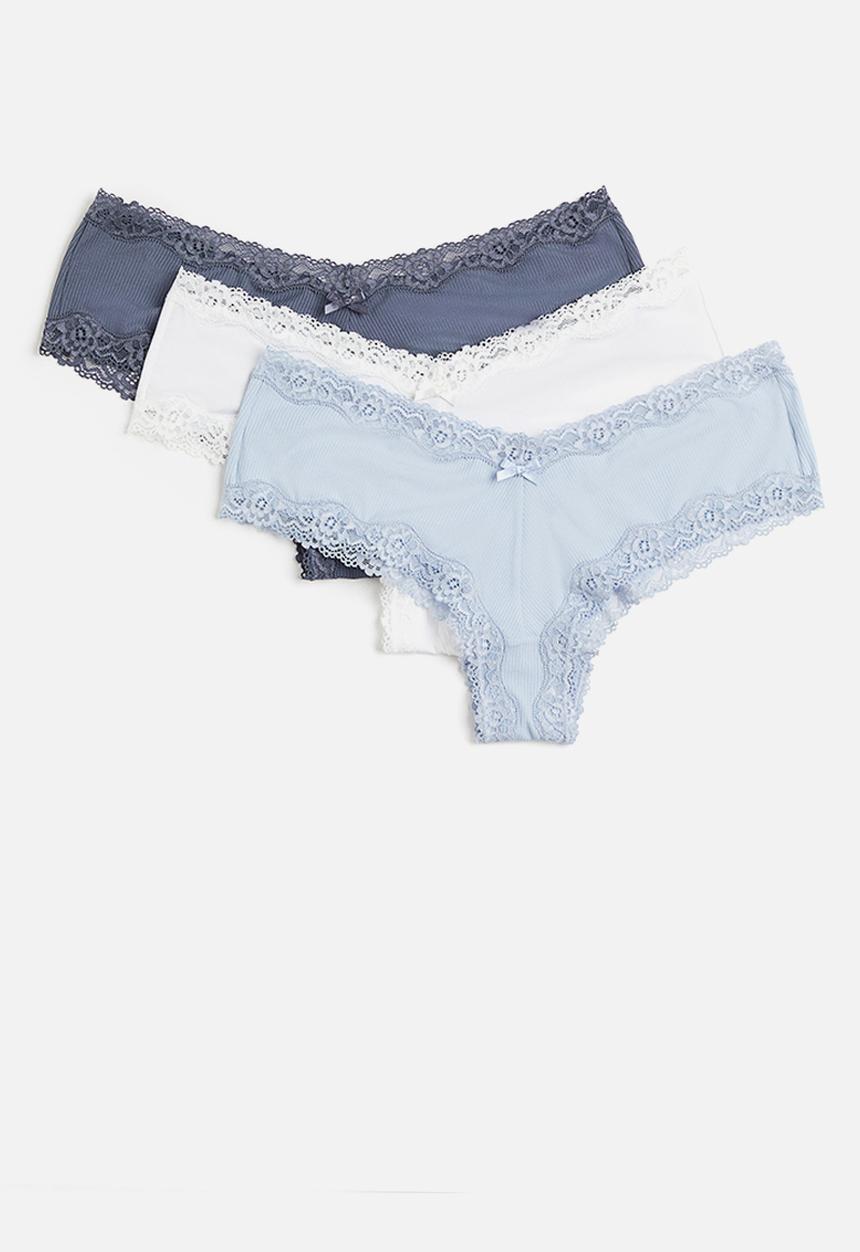 H&M - 3-pack hipster briefs - pigeon blue/light blue/white