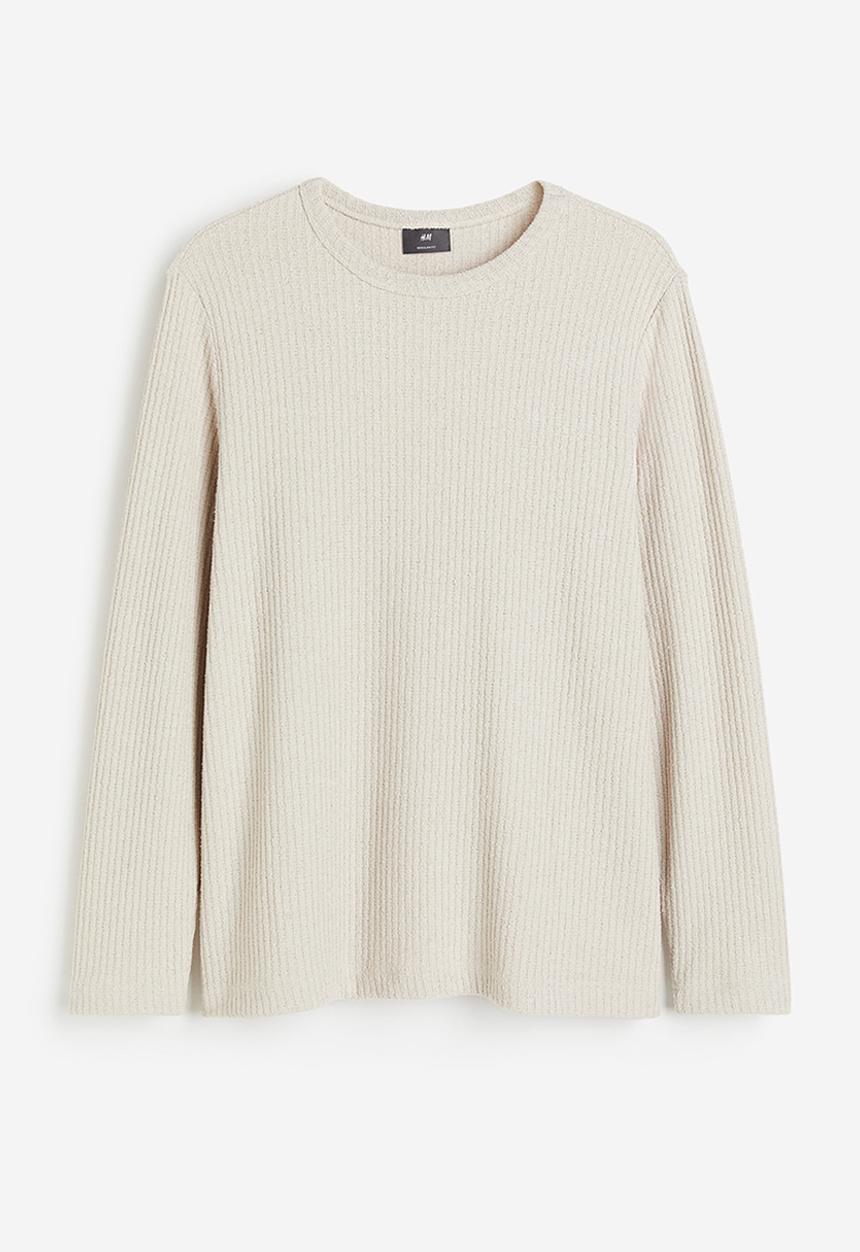 H&M - Regular fit textured jersey top - light greige