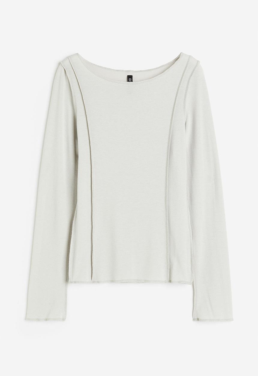 H&M - Flatlock-seam long-sleeved top - grey