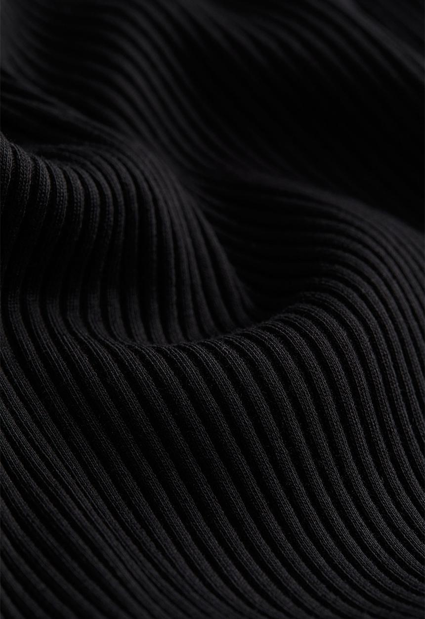 H&M - Overlock-detail ribbed top - black